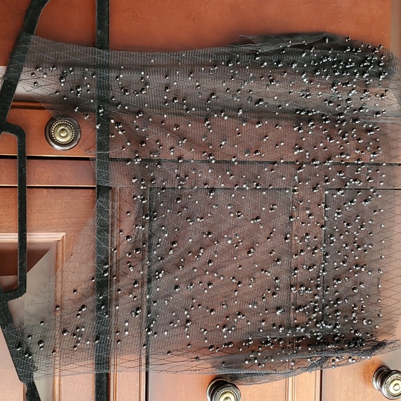 Netted black top with beads. Size: S. Worn once. - Picture 2 of 2